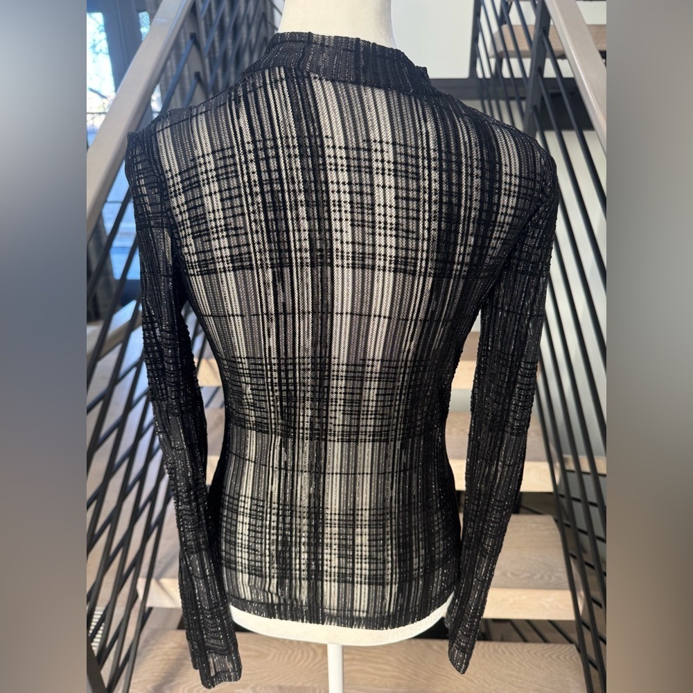 New Chic Black Sheer Women's Long Sleeve Top size S - Picture 4 of 4